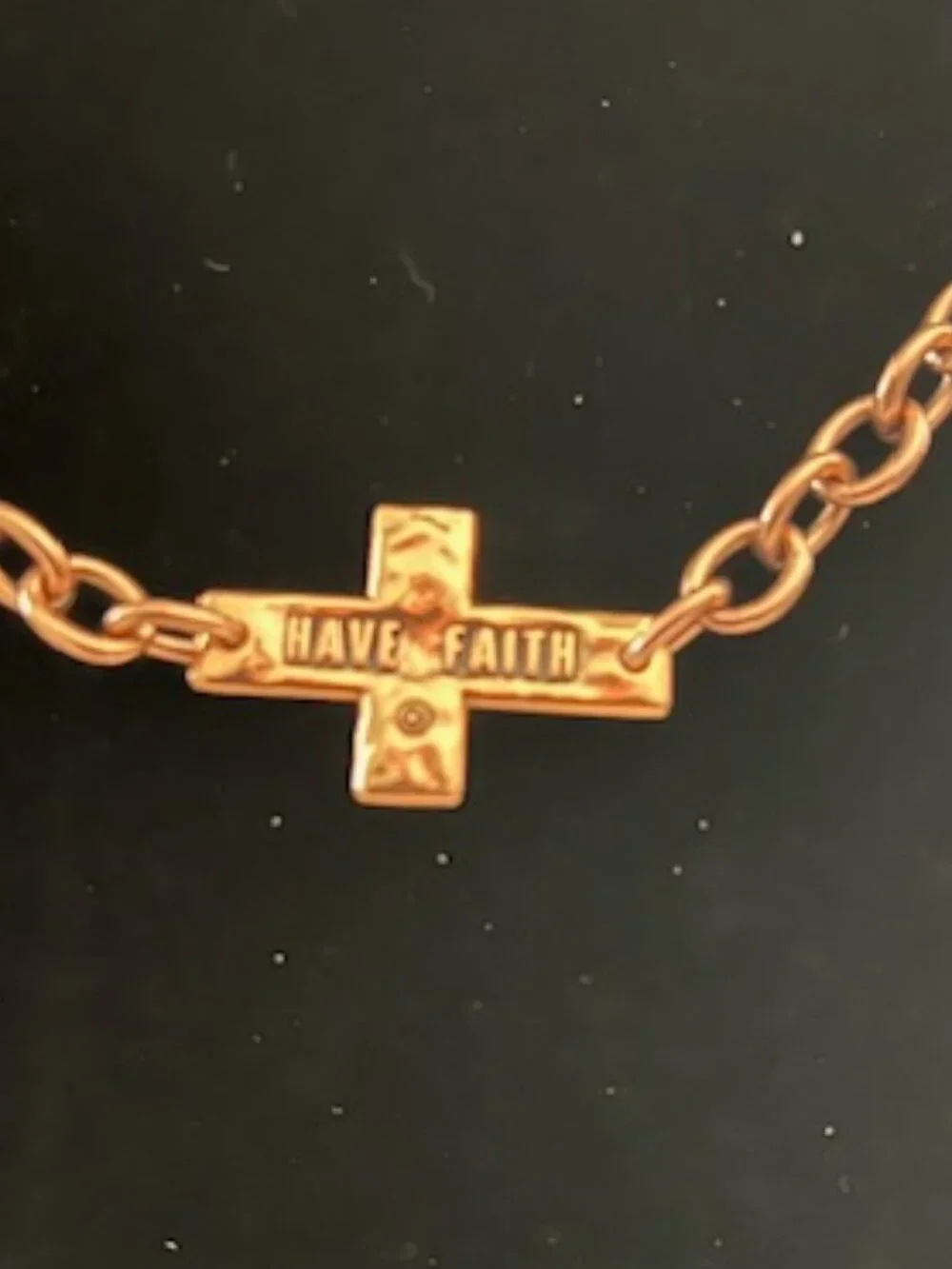 Katia Designs "Have Faith" Cross Gold Chain Choker Necklace (Retired New) - Picture 4 of 4